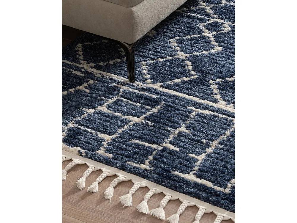 Hoogpolig tapijt 305x80 Blauw Frauenfeld Diamond