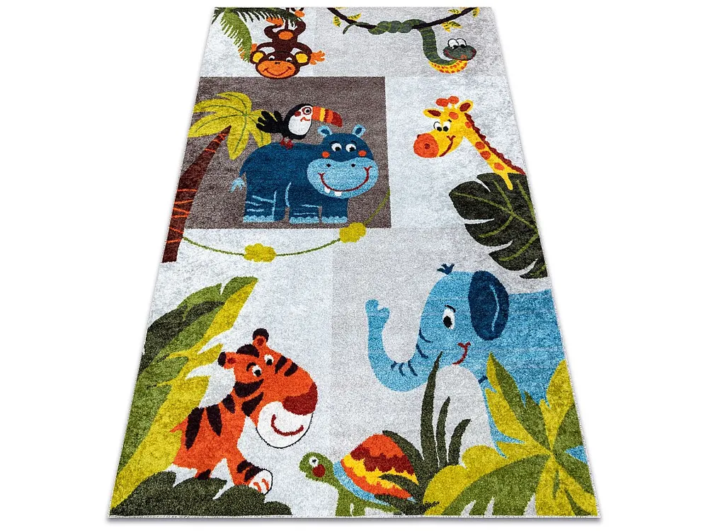 JUNIOR 51858.802 tapijt wasbaar dieren Afrika voor kinderen antislip - 140x190 cm