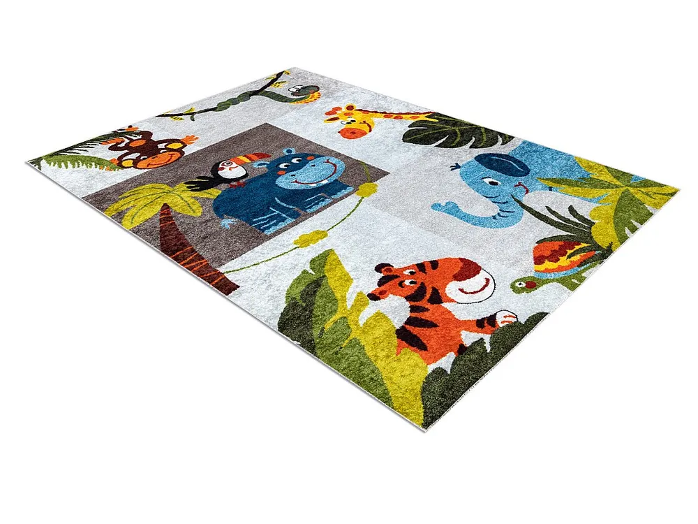 JUNIOR 51858.802 tapijt wasbaar dieren Afrika voor kinderen antislip - 140x190 cm