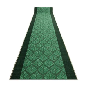Loper antislip LIŚCIE bladeren, gom groen 120cm 120x350 cm