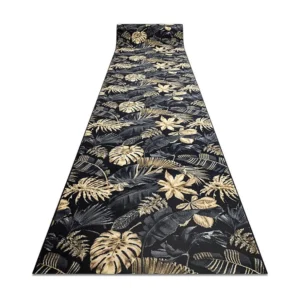 Loper antislip MONSTERA Bladeren, gom goud 80 cm 80x230 cm