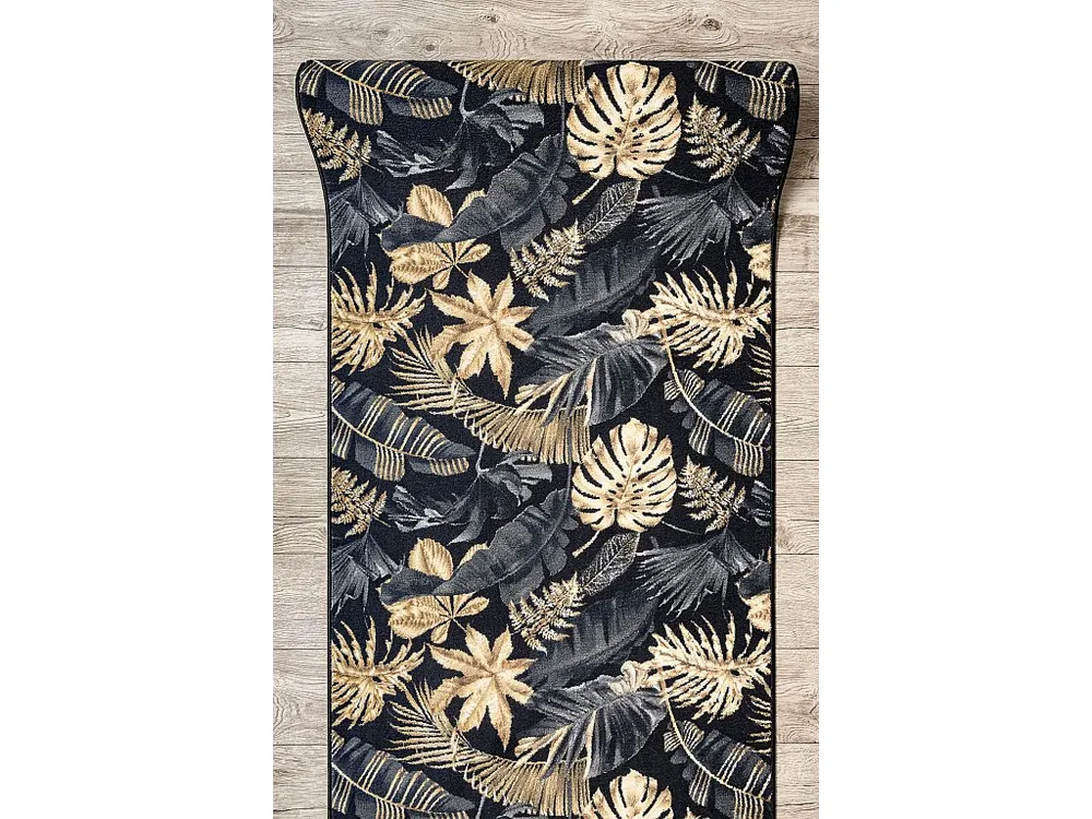 Loper antislip MONSTERA Bladeren, gom goud 80 cm 80x230 cm
