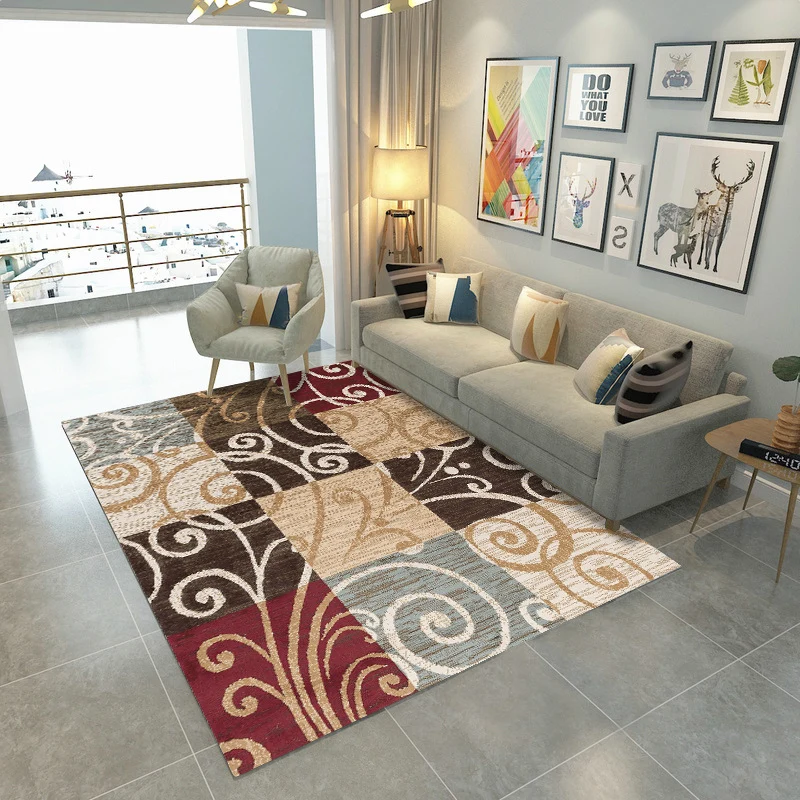 Meerkleurig geometrisch bloktapijt Polypropyleen Tapijt Scandinavische stijl Antislip achterkant Vlekbestendig Huisdiervri...