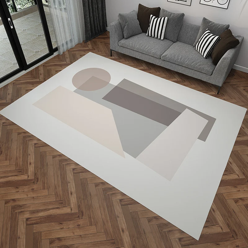 Minimalistisch Colorblock-tapijt Roze flanellen tapijt Wasbaar, diervriendelijk antislip-tapijt voor de woonkamer