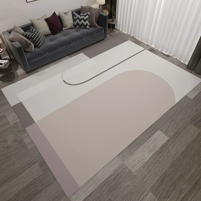 Minimalistisch Colorblock-tapijt Roze flanellen tapijt Wasbaar, diervriendelijk antislip-tapijt voor de woonkamer
