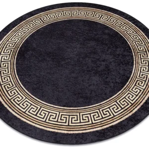 MIRO 51360.802 cirkel tapijt wasbaar Grieks antislip - zwart / goud cercle 200 cm