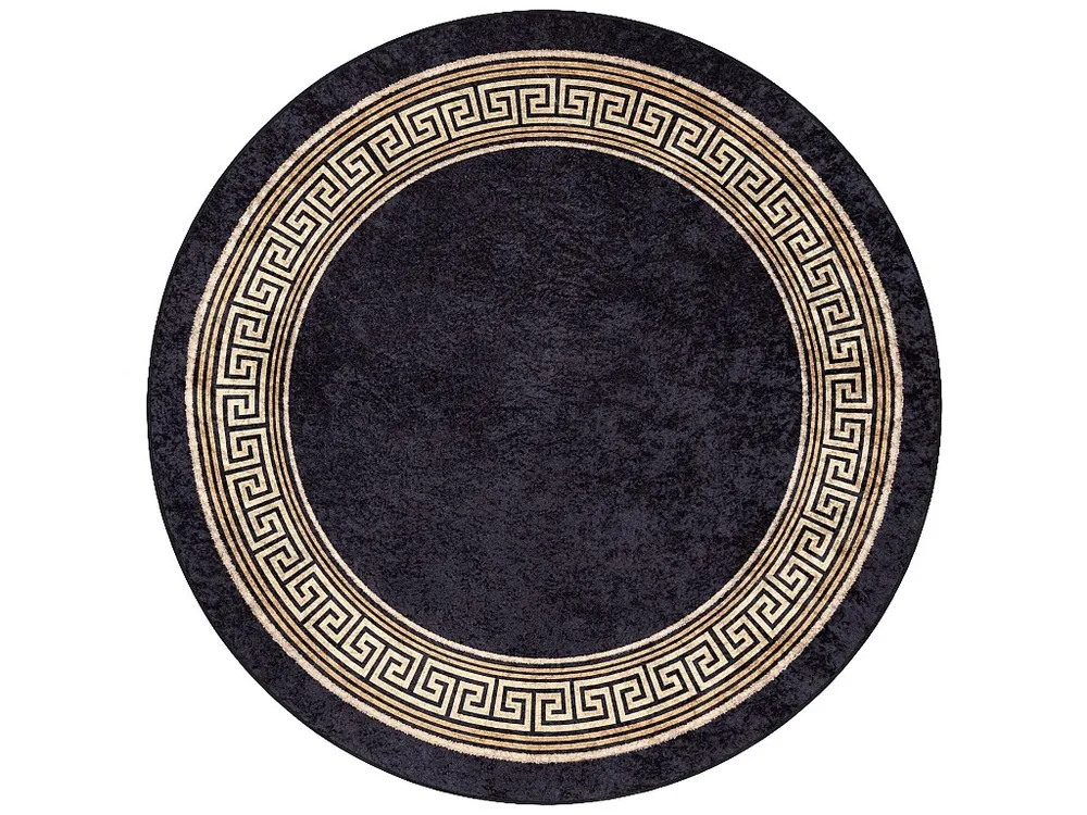 MIRO 51360.802 cirkel tapijt wasbaar Grieks antislip - zwart / goud cercle 120 cm