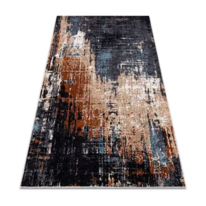 MIRO 51454.802 tapijt wasbaar Abstractie antislip - marineblauw / beig 120x170 cm