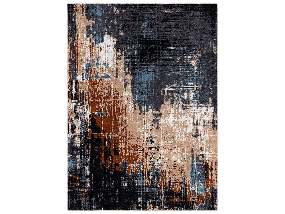 MIRO 51454.802 tapijt wasbaar Abstractie antislip - marineblauw / beig 140x190 cm