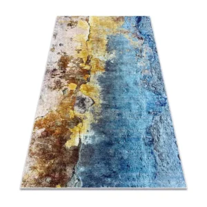MIRO 51709.803 tapijt wasbaar Abstractie antislip - blauw / goud 160x220 cm