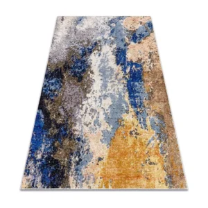 MIRO 51774.802 tapijt wasbaar Abstractie antislip - blauw / lichtbruin 120x170 cm