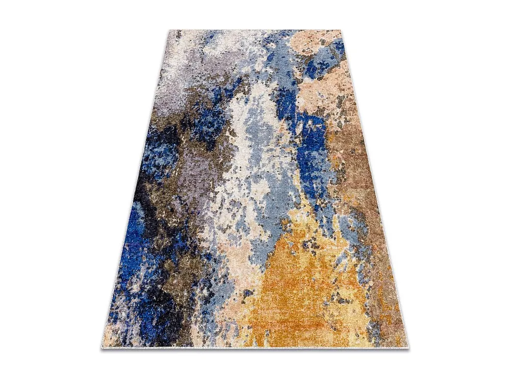 MIRO 51774.802 tapijt wasbaar Abstractie antislip - blauw / lichtbruin 120x170 cm