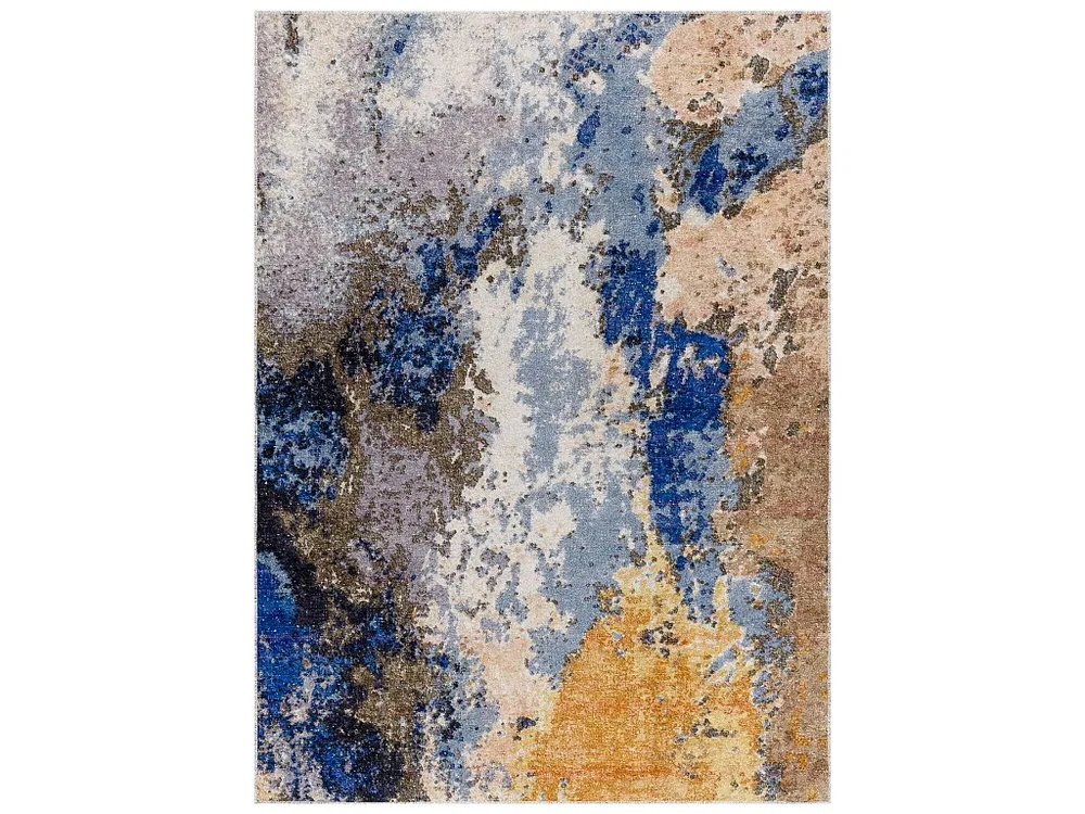 MIRO 51774.802 tapijt wasbaar Abstractie antislip - blauw / lichtbruin 120x170 cm