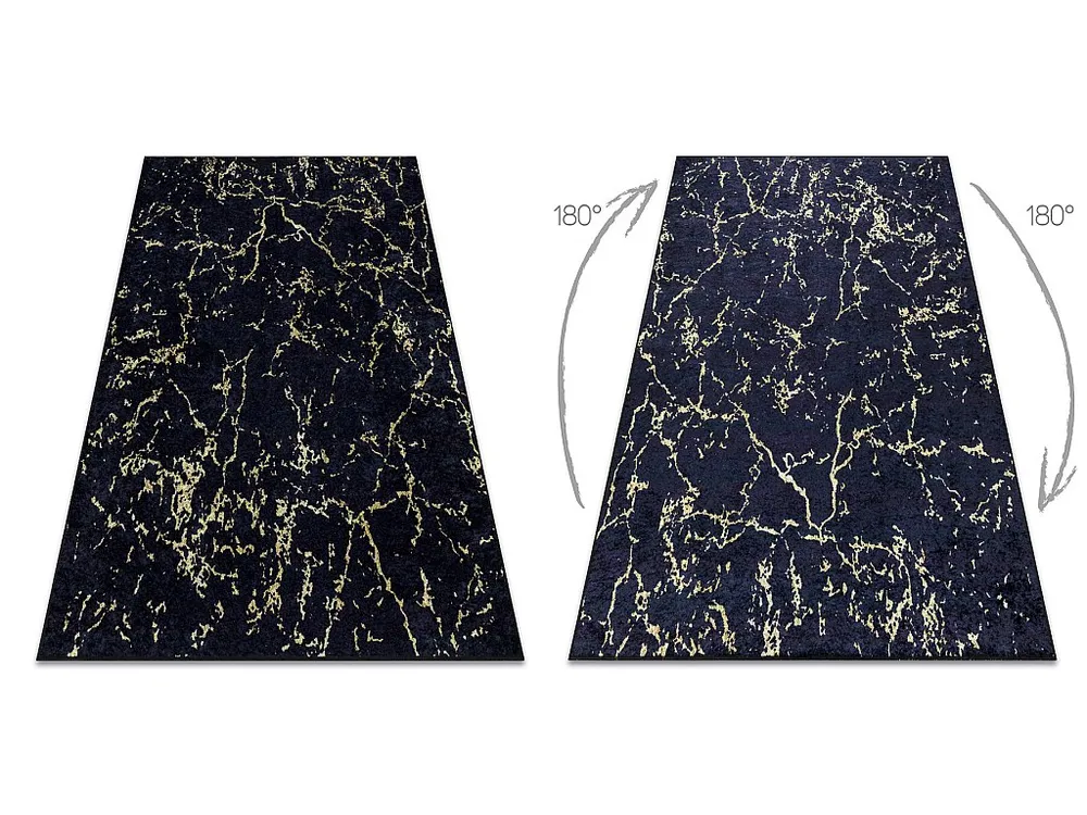 MIRO 52003.803 tapijt wasbaar marmer antislip - zwart 200x290 cm
