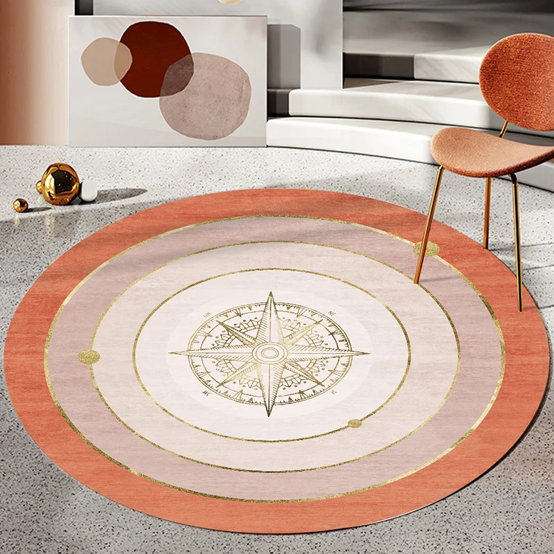 Modern concentrisch cirkelpatroon tapijt oranje en rood polyestertextiel tapijt antislip huisdiervriendelijk wasbaar tapij...