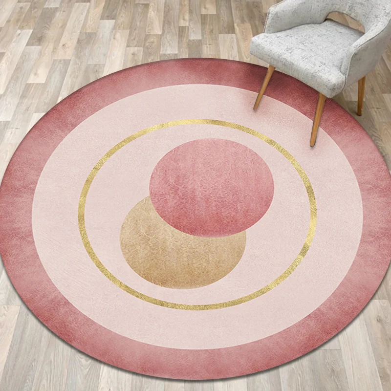 Modern concentrisch cirkelpatroon tapijt oranje en rood polyestertextiel tapijt antislip huisdiervriendelijk wasbaar tapij...