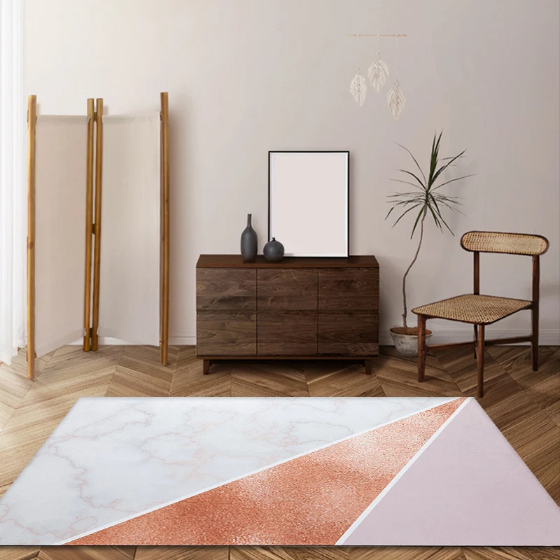 Roze en beige slaapkamertapijt Minimalistisch abstract tapijt Polyesterstof wasbaar antislip achterkant Huisdiervriendelij...