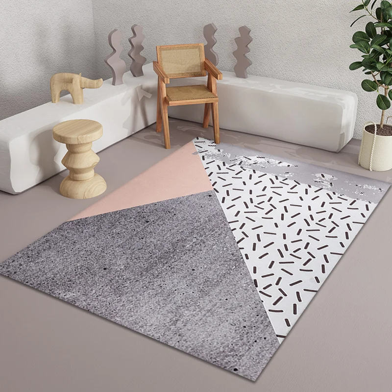 Roze en beige slaapkamertapijt Minimalistisch abstract tapijt Polyesterstof wasbaar antislip achterkant Huisdiervriendelij...