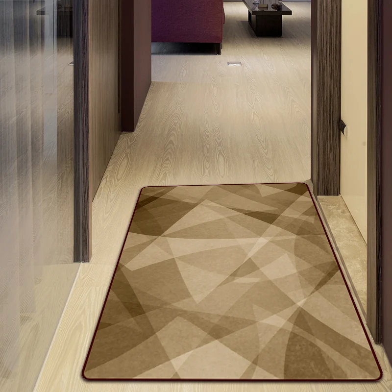 Scandinavisch modern tapijt bruin colorblock-patroon. Tapijt van polyesterstof, vlekbestendig tapijt voor huisdecoratie