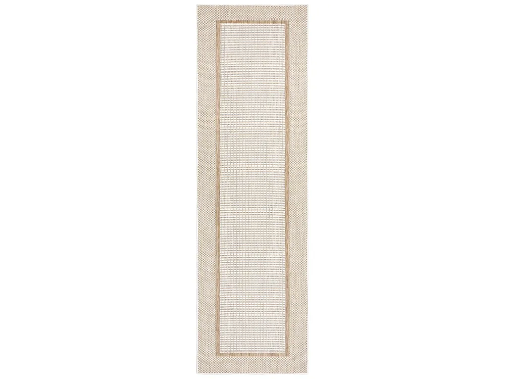 Sisal tapijt, Loper SION Kader 21782 plat te weven ecru / lichtbruin 80x250 cm