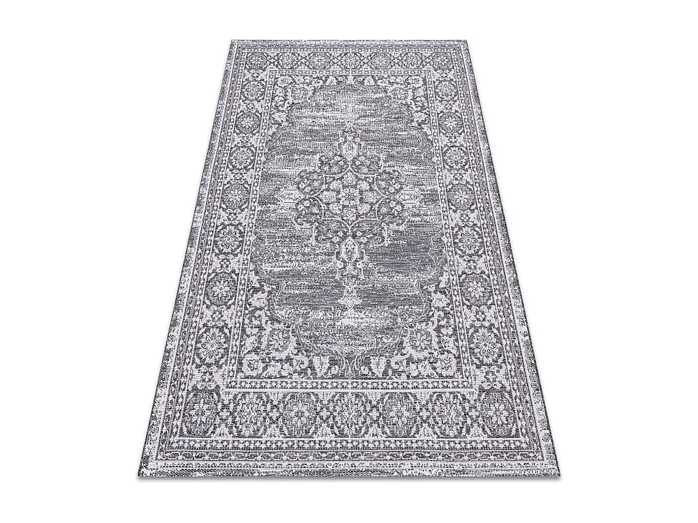Sisal tapijt SISAL LOFT 21213 Ornament blauw / zilver / zwartkleuring 140x200 cm