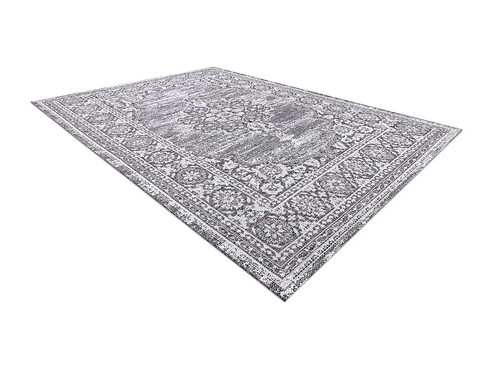 Sisal tapijt SISAL LOFT 21213 Ornament blauw / zilver / zwartkleuring 140x200 cm