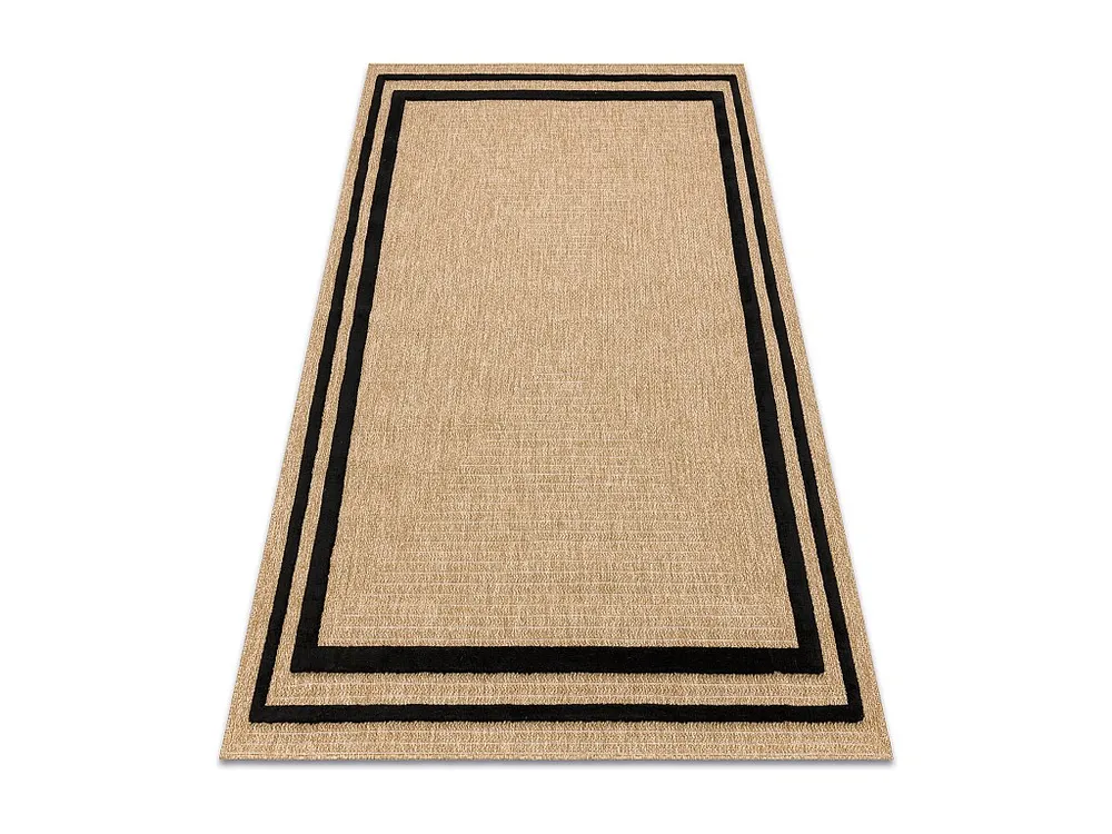 SPARK 0687 lichtbruin / zwart tapijt - Frame, sisal, structureel 120x170 cm
