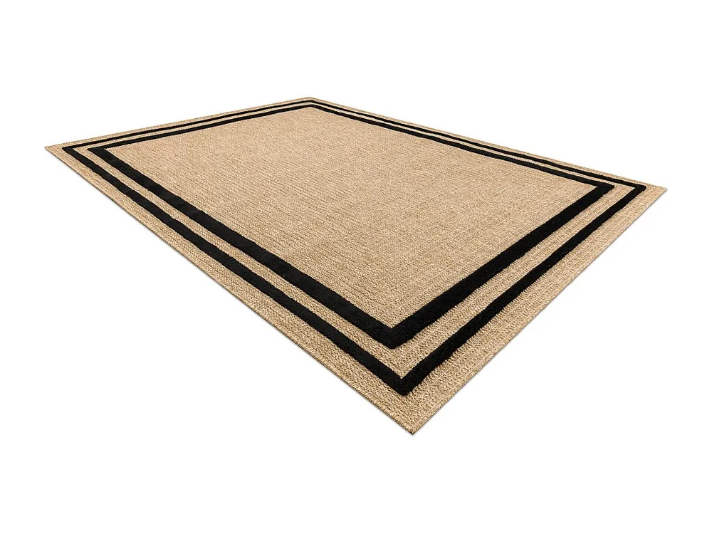 SPARK 0687 lichtbruin / zwart tapijt - Frame, sisal, structureel 120x170 cm