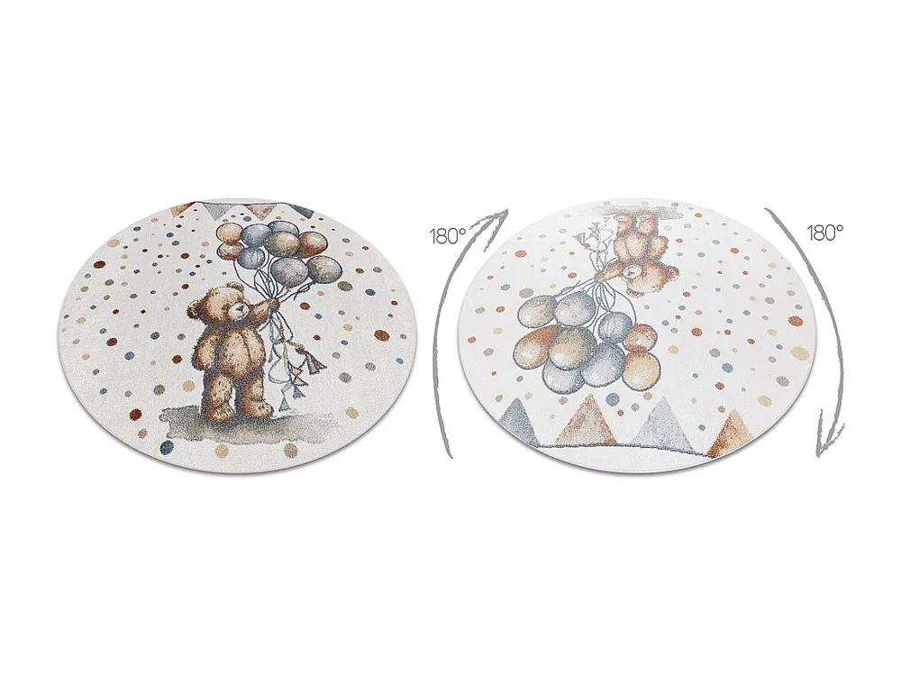 Tapijt BONO 9614 cirkel Beer, ballonnen room / lichtgrijs cercle 160 cm