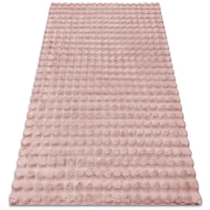 Tapijt BUBBLE poederroze 45 IMITATIE VAN KONIJNENBONT 3D structureel 60x100 cm