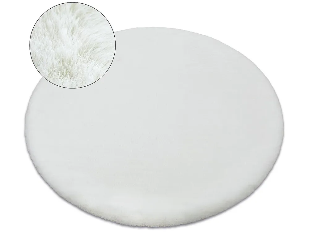 Tapijt BUNNY ROND wit IMITATIE konijnenvacht cercle 120 cm