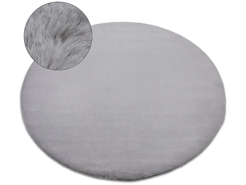 Tapijt BUNNY ROND zilver IMITATIE konijnenvacht cercle 160 cm