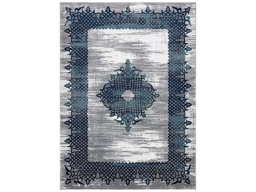 Tapijt CORE W9797 Kader, Rosette - structureel, twee lagen vlies, blau 200x290 cm