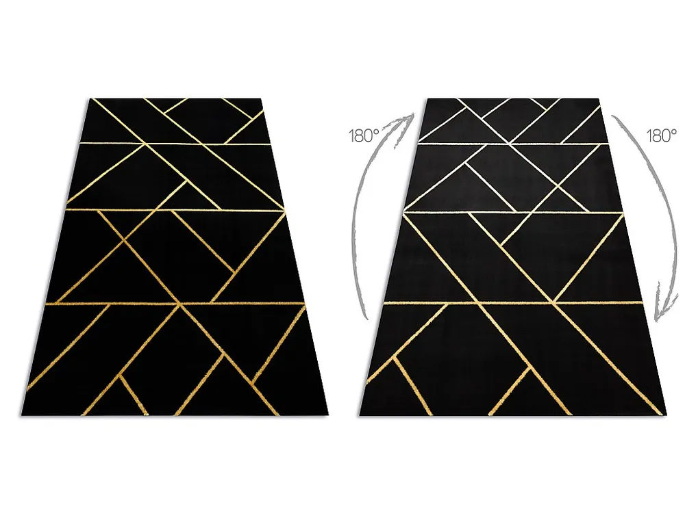 Tapijt EMERALD exclusief 1012 glamour, stijlvol geometrisch zwart / go 160x220 cm