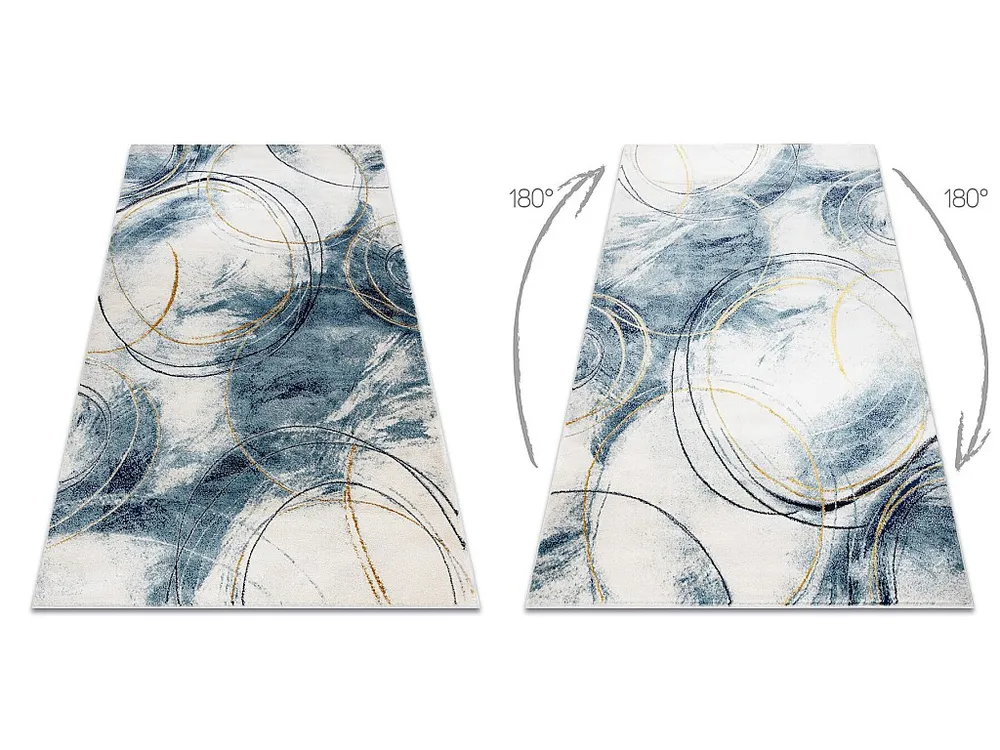 Tapijt EMERALD exclusief A0087 glamour, stijlvol cirkels blauw / goud 240x330 cm