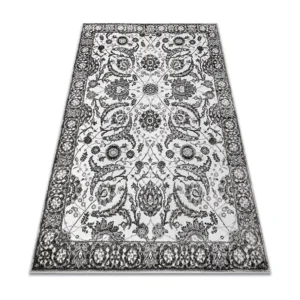 Tapijt MATEO 8037/644 Contemporain kader, bloemen - structureel grijs 200x290 cm