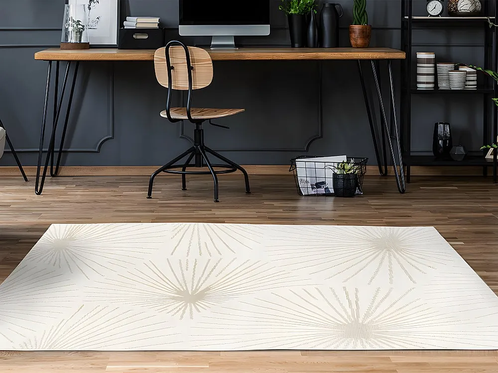 Tapijt met afwerking goudkleurig lurex LIVNO - 160 x 230 cm - Ecru - Koop nu online