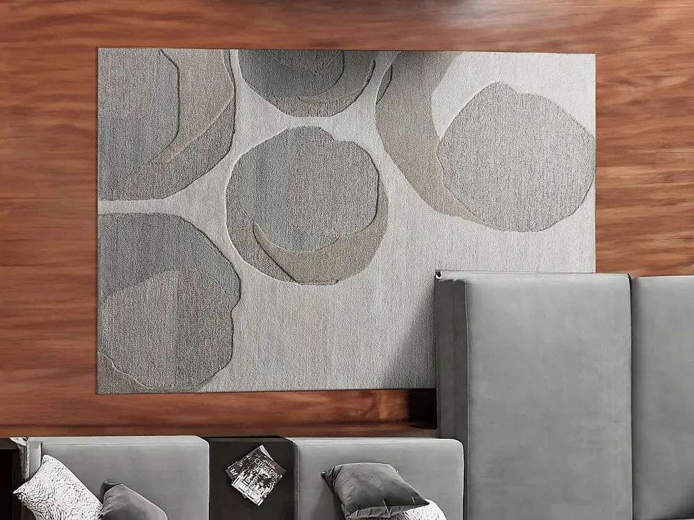 Tapijt met reliëf met motieven van wol en viscose - 200 x 290 cm - 2200 g/m2 - Grijs - KUMASI