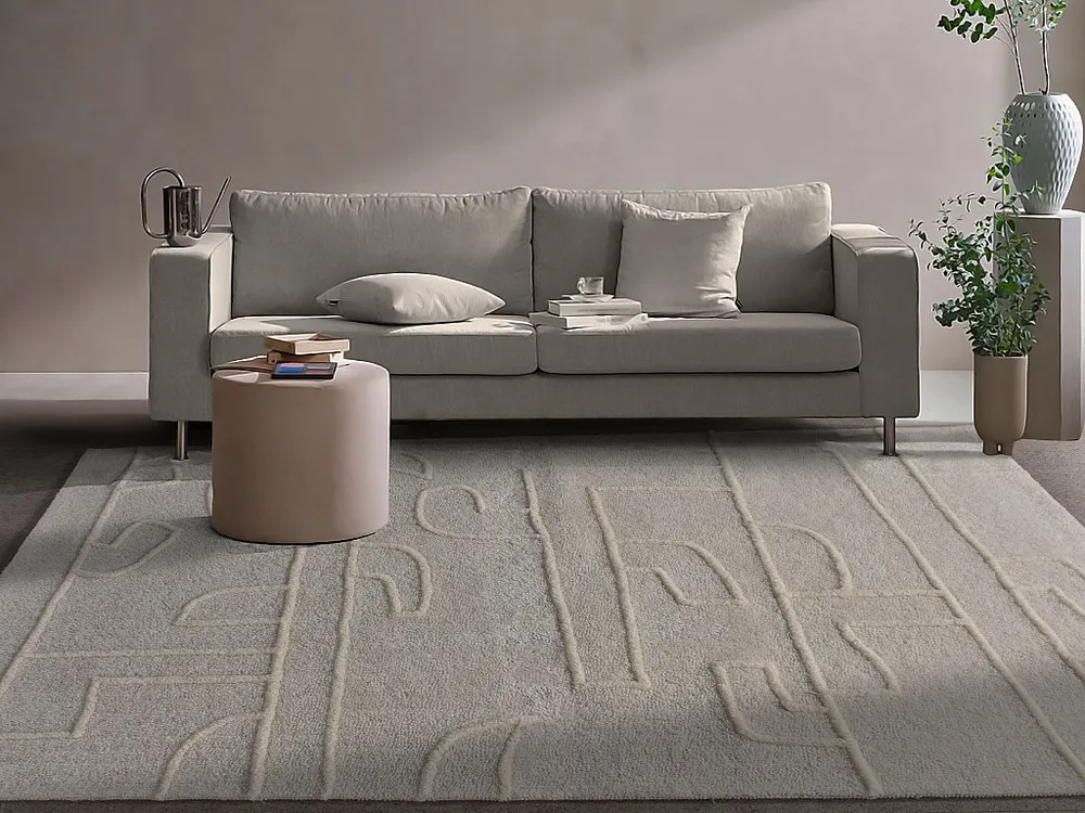 Tapijt met reliëf van wol - 160 x 230 cm - 1400 g/m2 - Ivoorwit - CORALIE