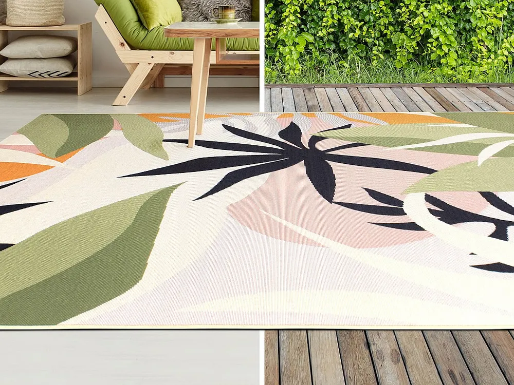 Tapijt met tropische motieven voor binnen buiten - 200 x 300 cm - Meerdere kleuren - FLAVIA