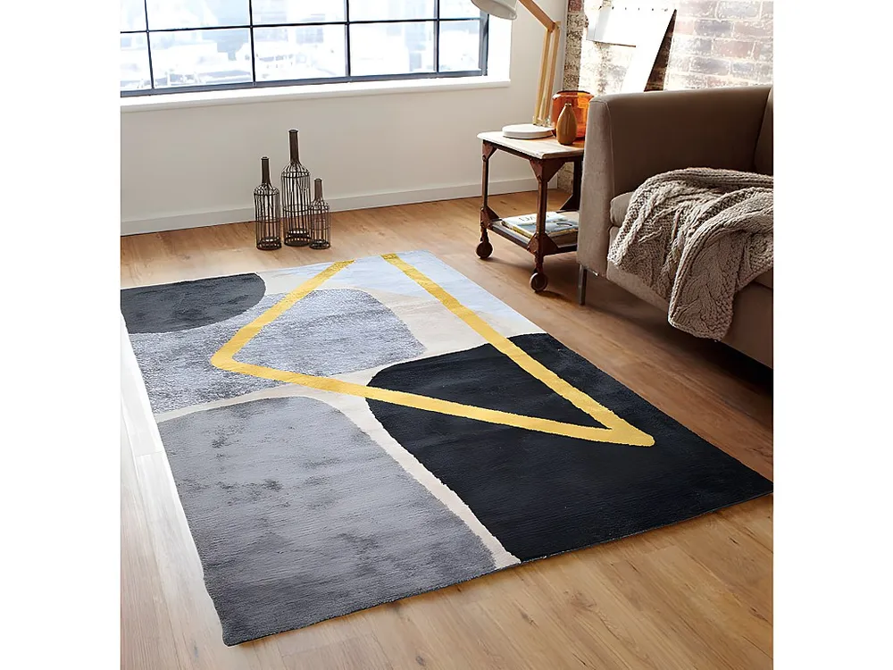 Tapijt moderne stijl PICADILLY - 160x230cm - Grijs, zwart en goud - Koop nu online