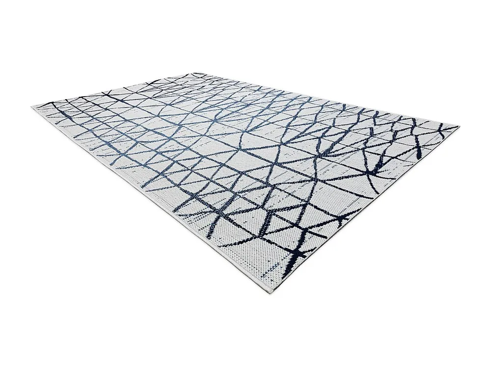 Tapijt Sisal SISAL COLOR 47278306 Lijnen, drieho lichtbruin / blauw 200x290 cm