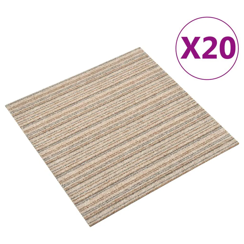 Tapijttegels 20 st 5 m² 50x50 cm gestreept natuurtint