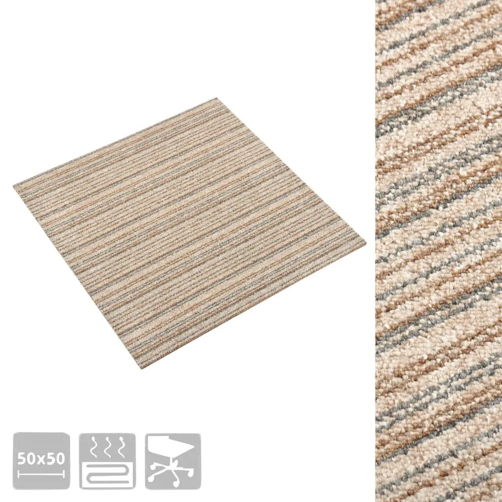 Tapijttegels 20 st 5 m² 50x50 cm gestreept natuurtint