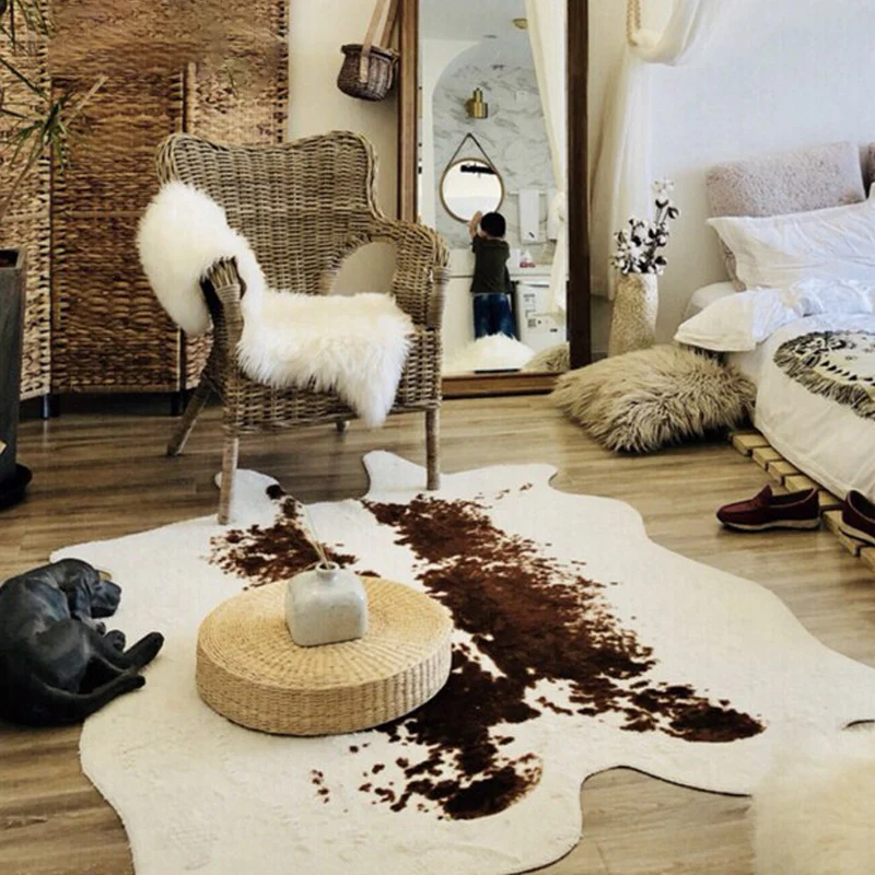 Vloerkleed met dierenprint Meerkleurig tapijt Scandinavische stijl Polyesterstof Vlekbestendig Wasbaar antisliptapijt voor...