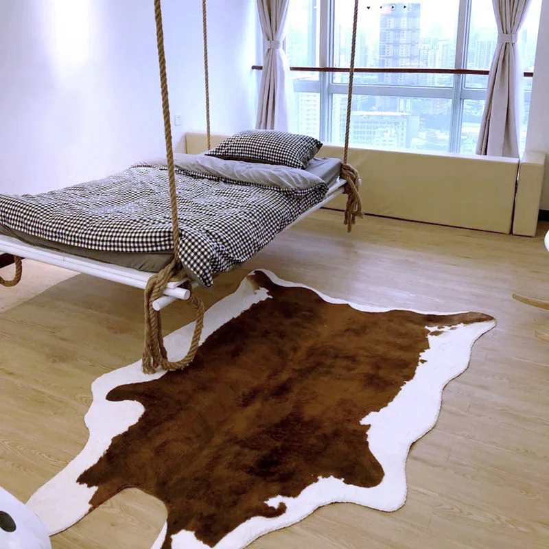 Vloerkleed met dierenprint Meerkleurig tapijt Scandinavische stijl Polyesterstof Vlekbestendig Wasbaar antisliptapijt voor...
