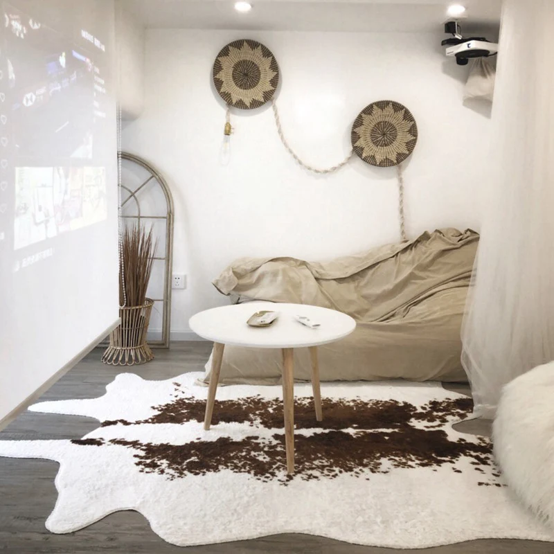 Vloerkleed met dierenprint Meerkleurig tapijt Scandinavische stijl Polyesterstof Vlekbestendig Wasbaar antisliptapijt voor...