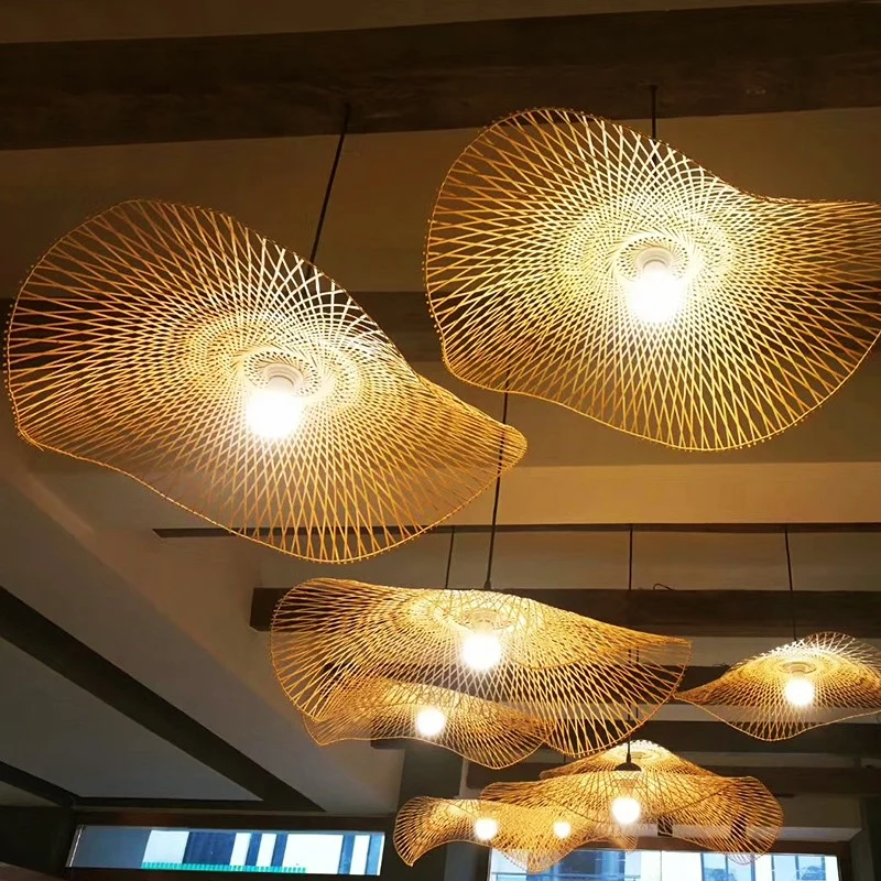 Bamboe Lotusblad ophangverlichting Minimalistische 1-kops houten hangende plafondlamp - Incl. Garantie