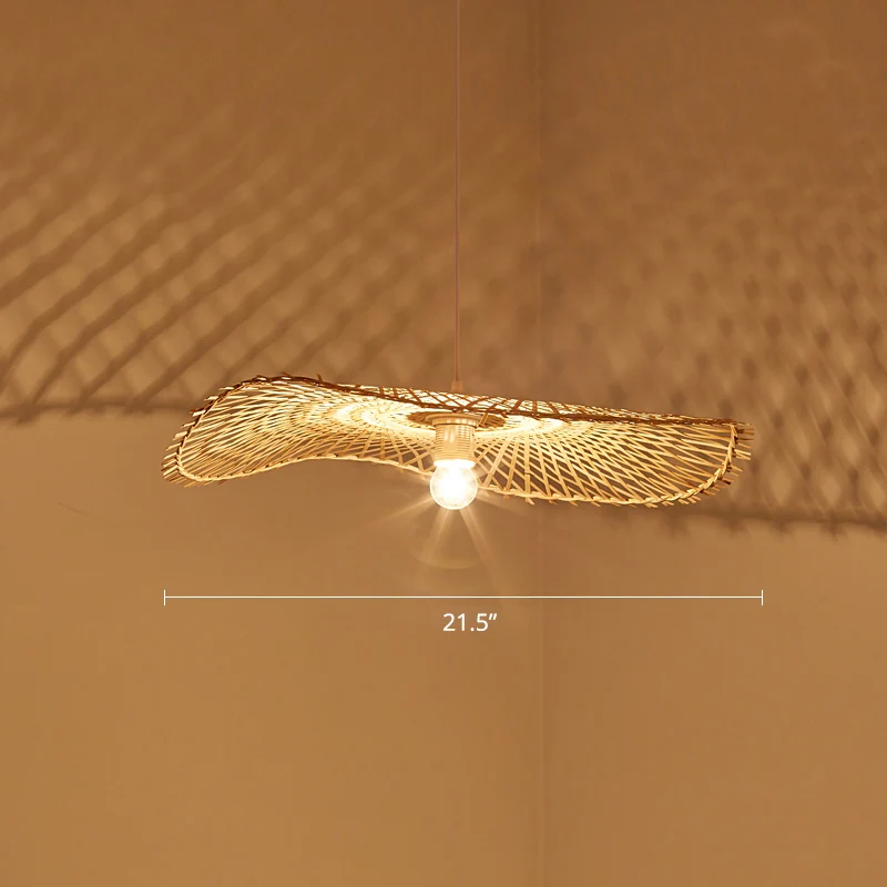 Bamboe Lotusblad ophangverlichting Minimalistische 1-kops houten hangende plafondlamp - Incl. Garantie