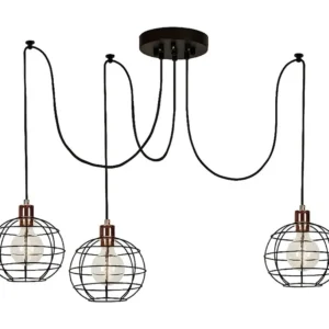 Barletta Hanglamp, Koper, Zwart, 180 x 180 x 113 cm, EPIKASA | Snel Leverbaar